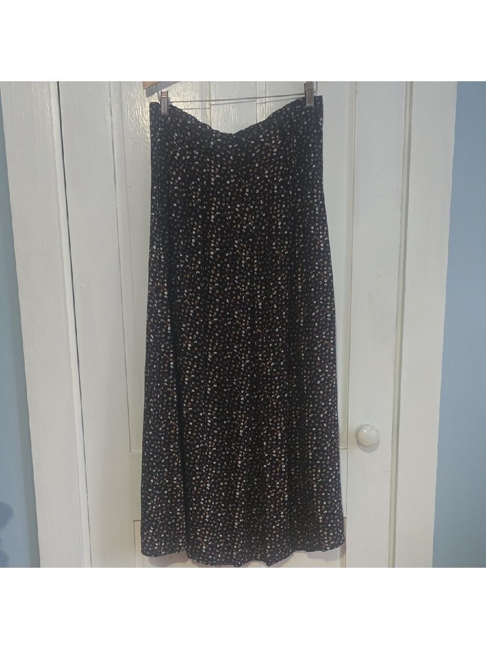 PUTUMAYO Black Small Floral Maxi Skirt NWT